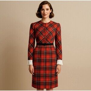 60s Mr Mort Tartan Plaid Dress Size 11 Mod Holiday Party Vintage Christmas NEW